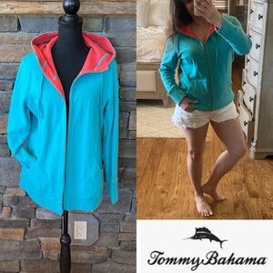 Tommy Bahama Full Zip Reversible Hoodie Aqua Coral